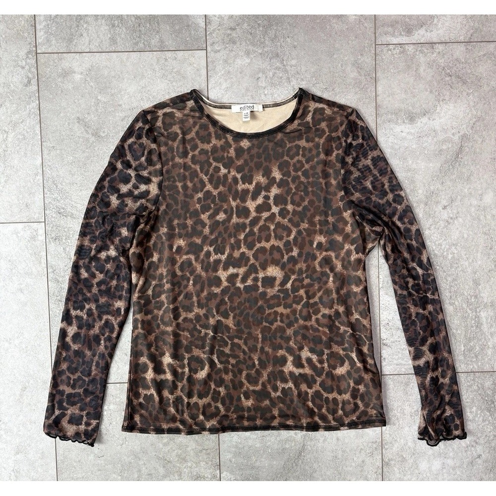 Edited by Remi Bader Leopard Print Sheer Mesh L Long Sleeve Mob Wife Artsy